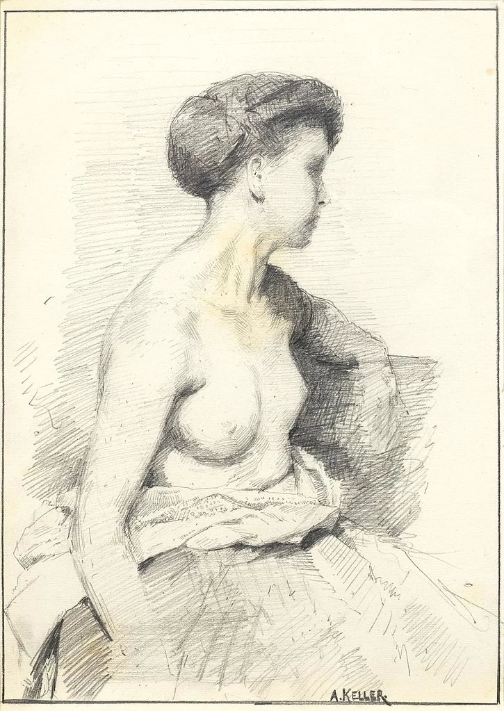 Donna con seno nudo